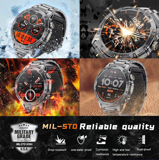 Adult Military Sports Smart Watch 5ATM IP69K Waterproof Clock GPS NFC Bluetooth Call LED Outdoor Fitness Sports Smartwatch Men