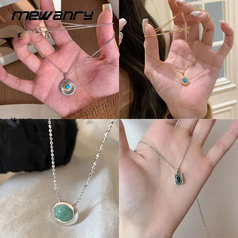 Mewanry Natural Stone Necklaces For Women Girls New Trendy Simple Elegant Temperament Vintage Clavicle Chain Anniversary Jewelry