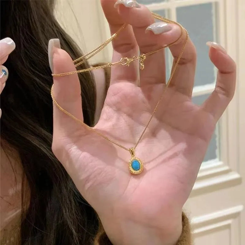 Mewanry Natural Stone Necklaces For Women Girls New Trendy Simple Elegant Temperament Vintage Clavicle Chain Anniversary Jewelry